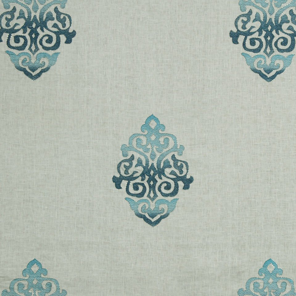 SCROLLING ART | AQUAMARINE - Drapery - Fabric