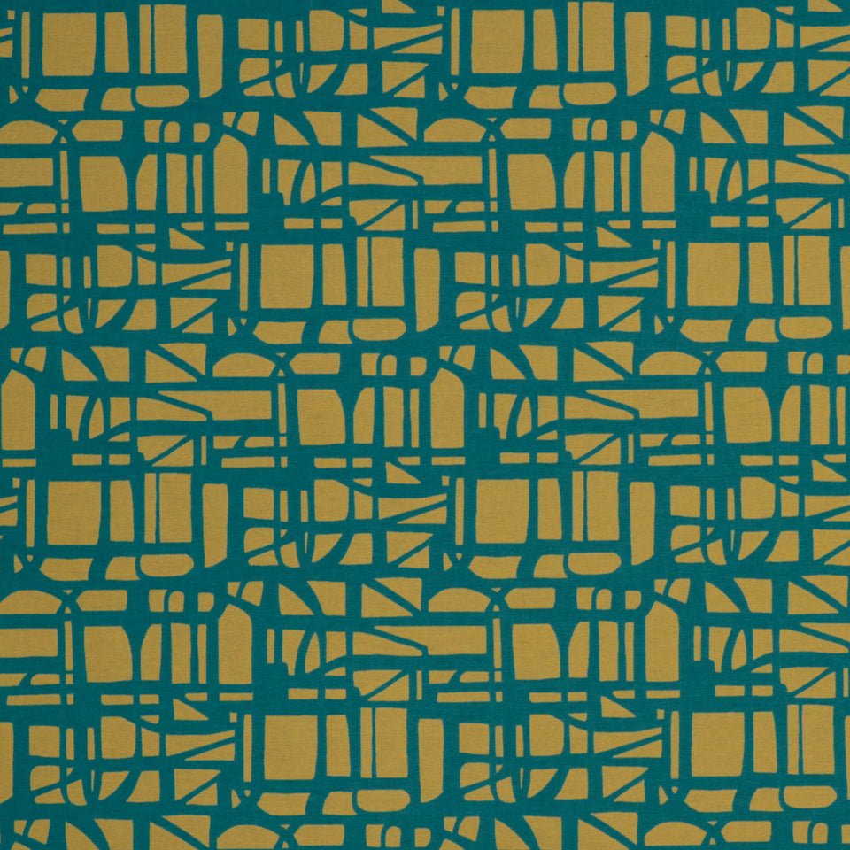 GRIDDED MAZE | TURQUOISE - Upholstery - Fabric
