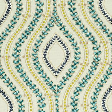 F0975 | 1-AQUA/CITRON - Drapery - Fabric